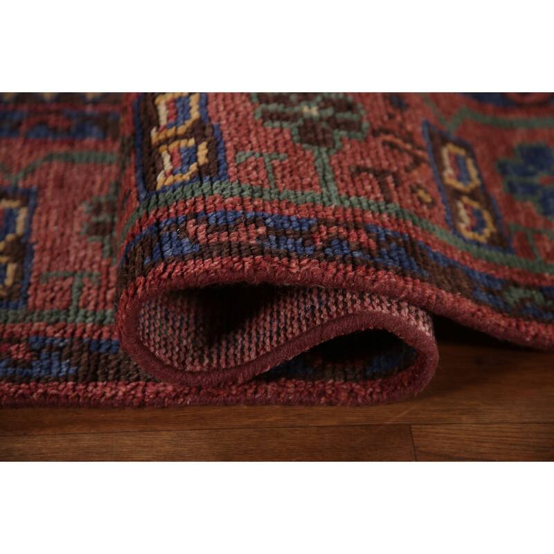 Geometric Orange Sirjan Area Rug Handmade Oriental Wool Carpet - 7'9"x 9'10"