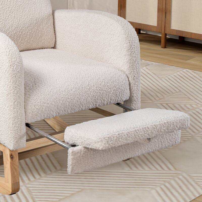 High Back Rocking Chair with Retractable Footrest