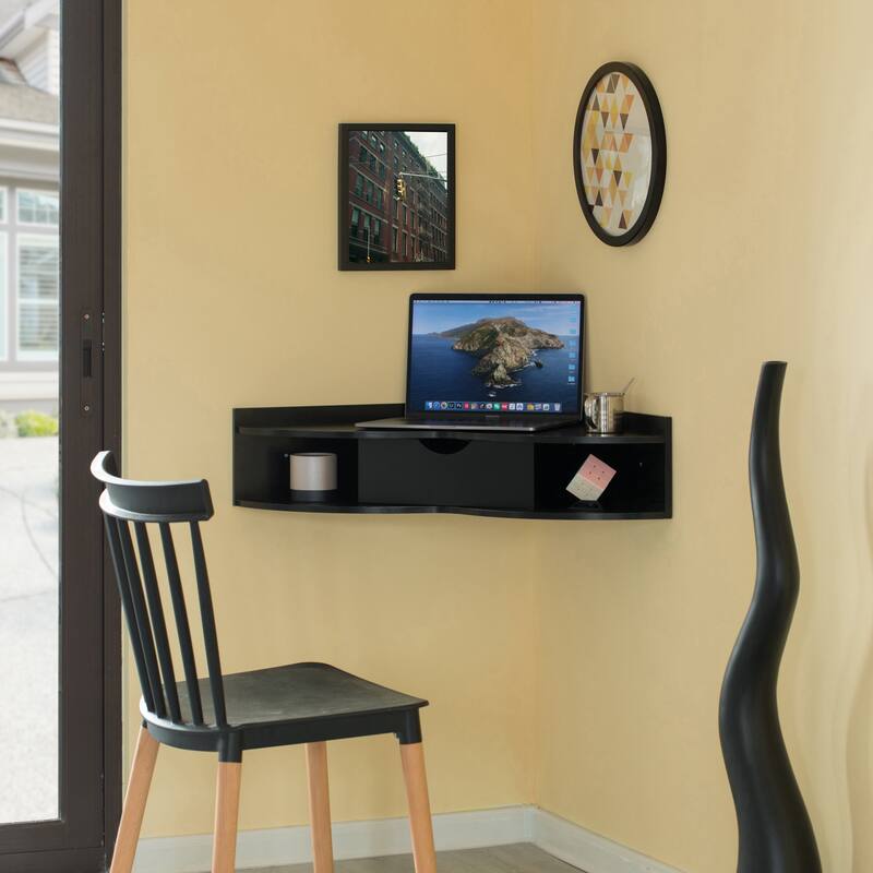 Corner Desk Wall Mounted Office Table with Drawer Writing Desk