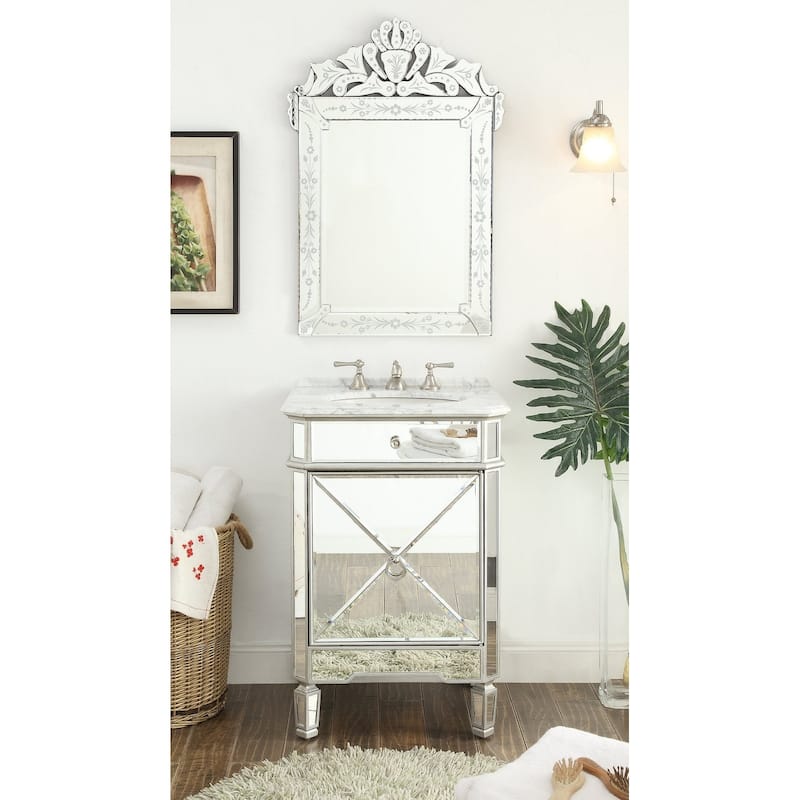 Benton Collection 24" Allegra Single Sink Bathroom Vanity - Silver