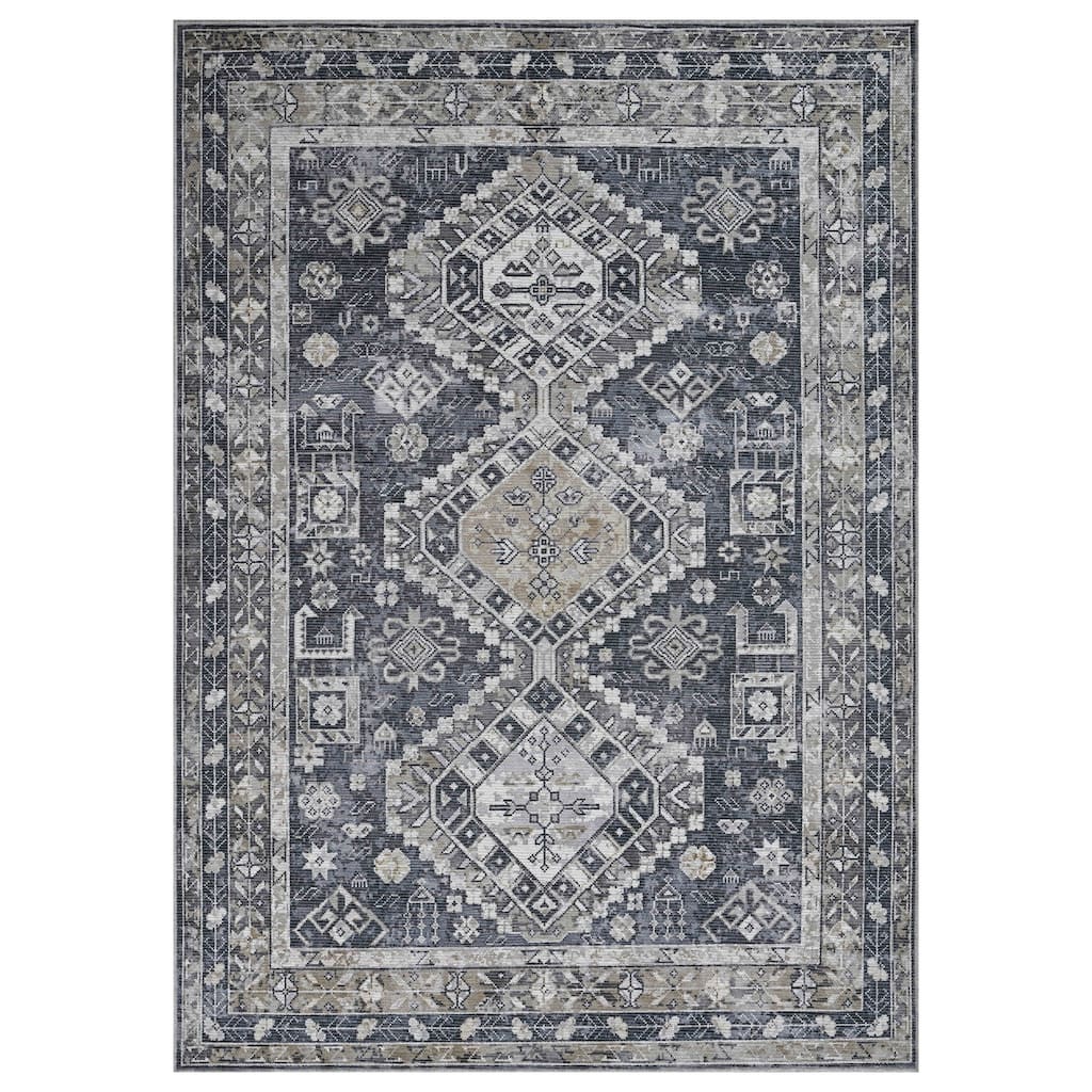 Alaska Machine-Washable Vintage Medallion Power-Loomed Area/Runner Rug