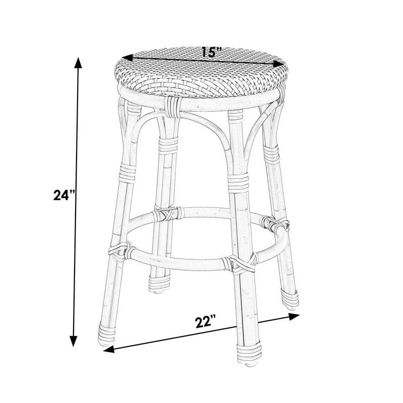 Tobias Outdoor Rattan and Metal Counter Stool