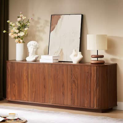 Sideboard Storage Cabinet with wave pattern Buffet Cabinet Wooden Vertical Striped Cabinet, 64"W x 15"D x 24"H