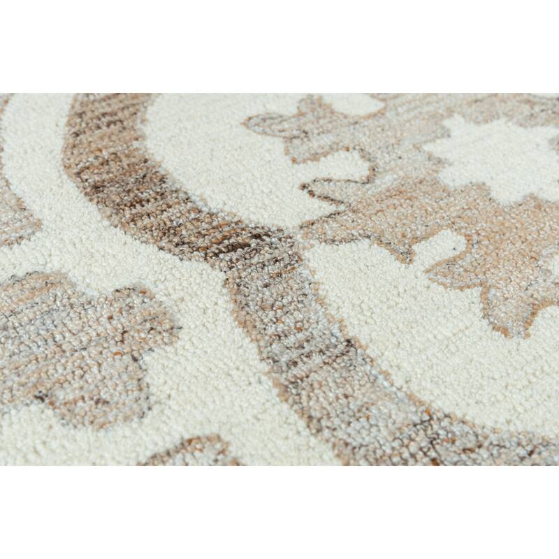 Alora Decor Neo Beige, Brown, and Cream Scrollwork Hand-tufted Wool Blend Rug
