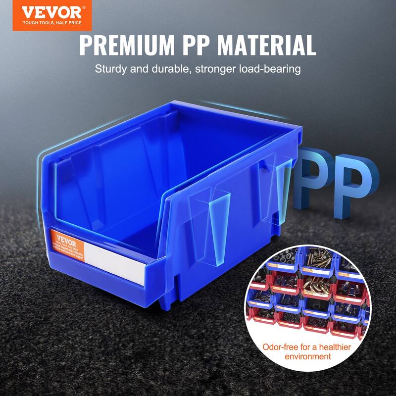 VEVOR Plastic Storage Bin,Hanging Stackable Storage Organizer Bin, Blue/Red,for,Office,or Pantry Organization