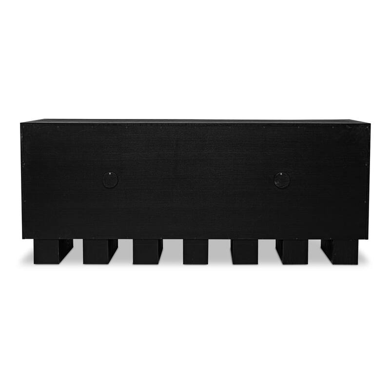 Title: NADAAL STUDIOS Alarno Sideboard, Black Shagreen Doors, Oak Frame & Gold Metal Detail