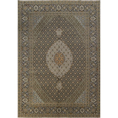 Black Geometric Tabriz Mahi Turkish Area Rug Machine Made Carpet - 6'9"x 9'6"