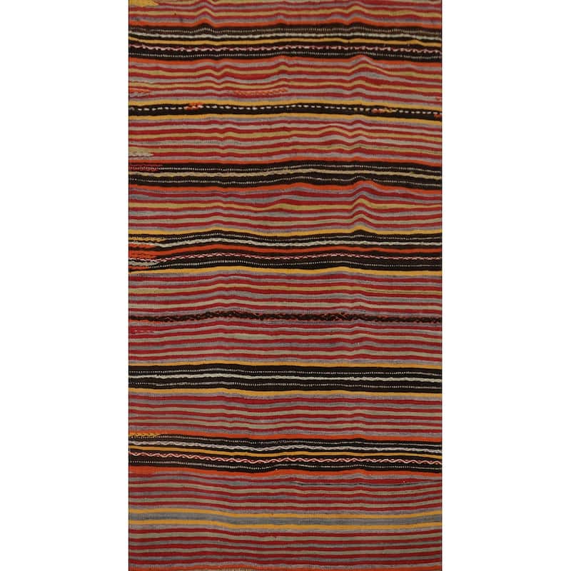 Hand Woven Oriental 100% Wool Carpet Southwestern Tribal Multi-Colored Kilim Area Rug - 8' 5'' X 5' 1''