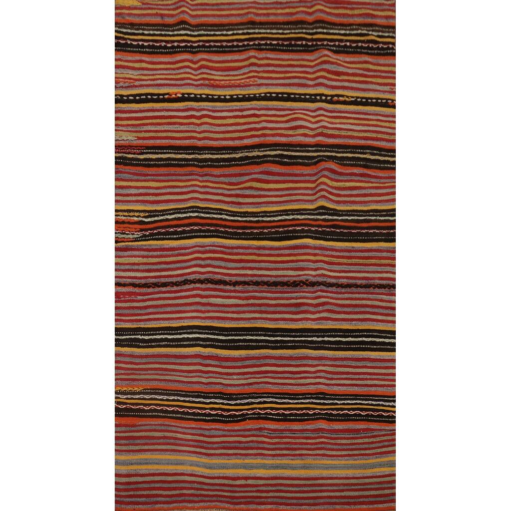 Hand Woven Oriental 100% Wool Carpet Southwestern Tribal Multi-Colored Kilim Area Rug - 8' 5'' X 5' 1''