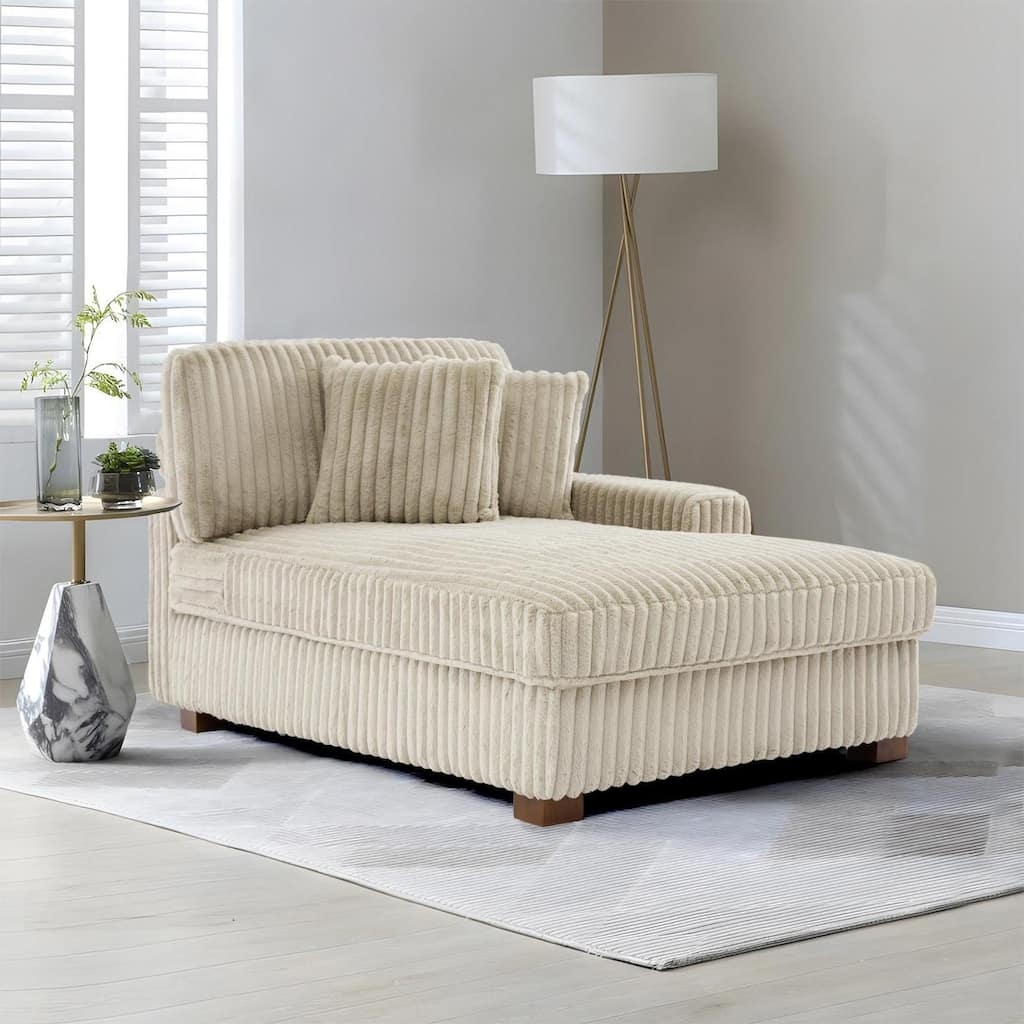 Modern Cotton Flannel Indoor Chaise Lounge Couch with Pillows