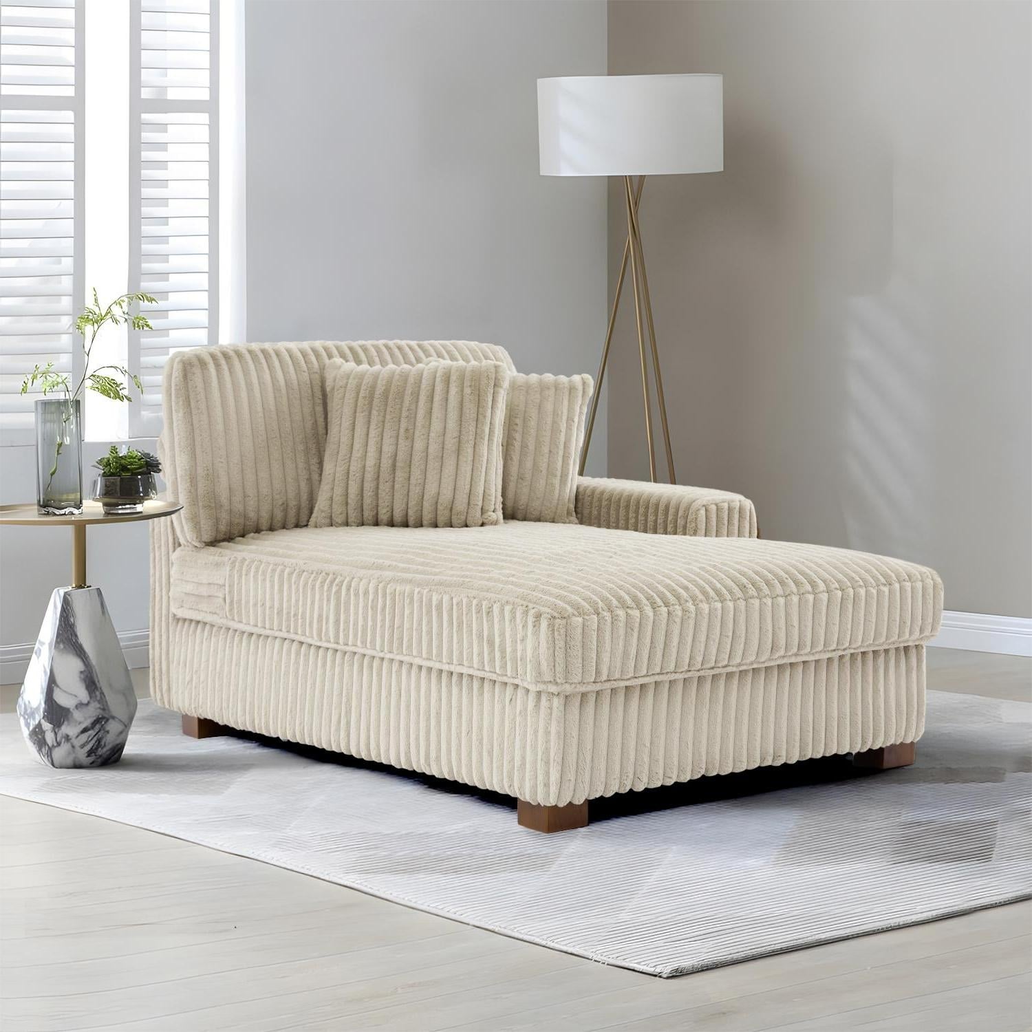 Modern Cotton Flannel Indoor Chaise Lounge Couch with Pillows