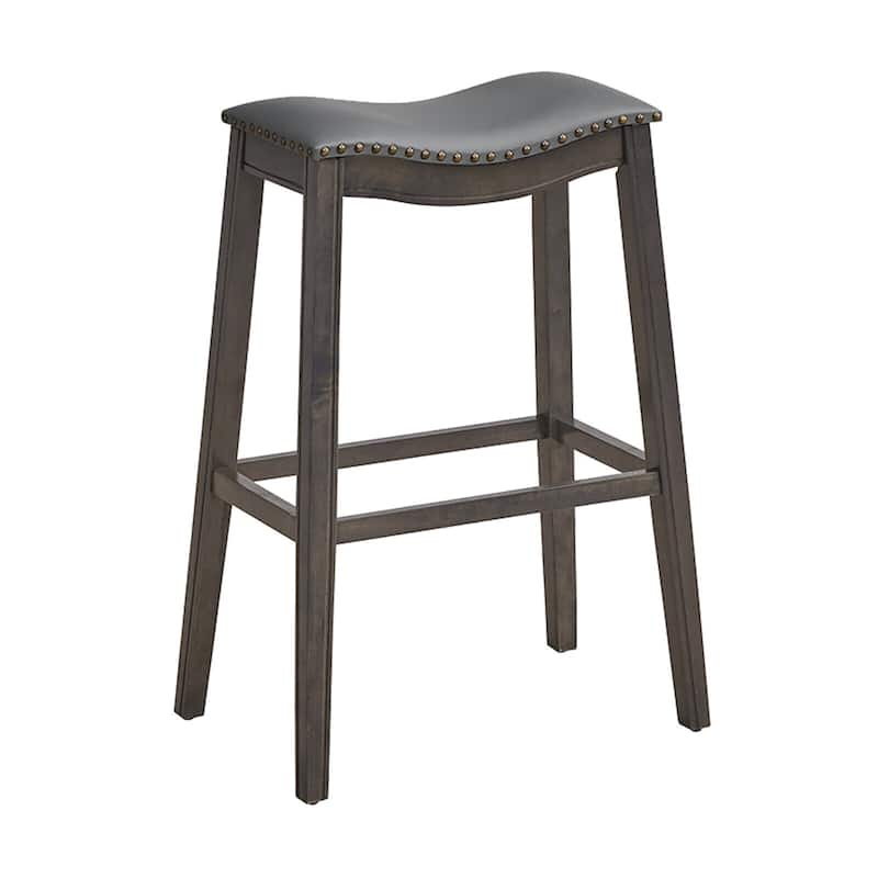 Gymax Set of 2 Saddle Bar Stools Bar Height Kitchen Chairs w/ Rubber