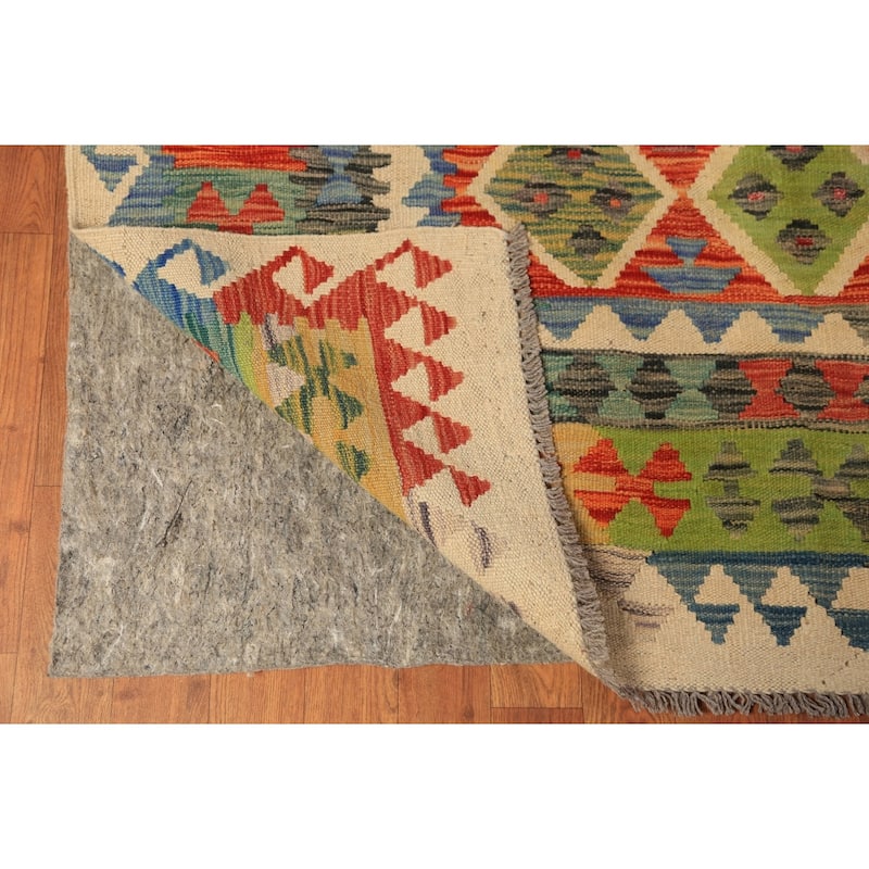 All-Over Trellis Kilim Oriental Area Rug Wool Carpet - 9'8"x 12'10"