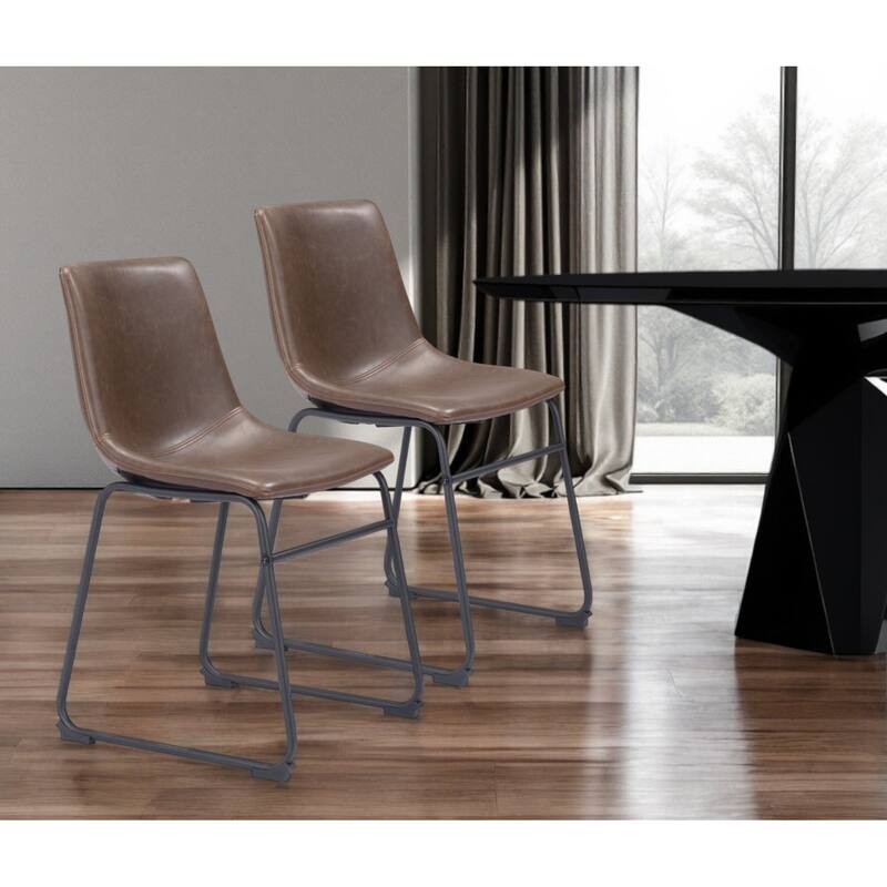 HomeRoots Set of Two Espresso And Black Upholstered Faux Leather Dining Side Chairs - 18.7