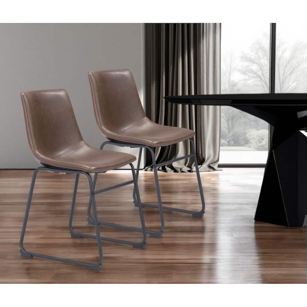 HomeRoots Set of Two Espresso And Black Upholstered Faux Leather Dining Side Chairs - 18.7