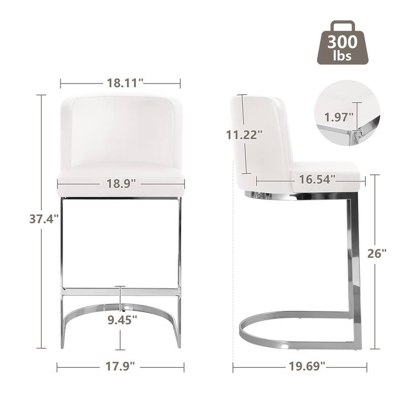 26" Upholstered Bar Stools, Counter Height Stools - 18.11"W x 19.69"D x 37.4"H