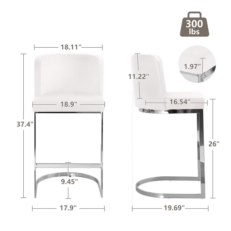 26" Upholstered Bar Stools, Counter Height Stools - 18.11"W x 19.69"D x 37.4"H