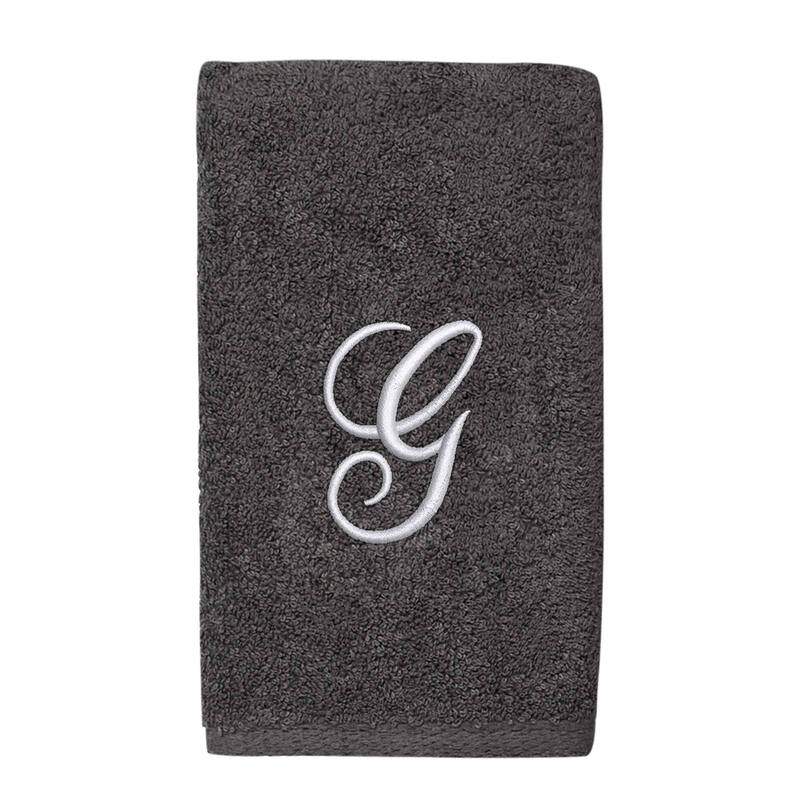 Avanti Linens Granite/Silver Script Monogram Hand Towel Letter G - Hand Towel
