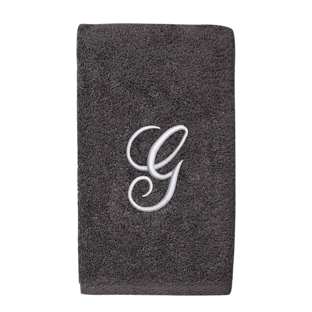 Avanti Linens Granite/Silver Script Monogram Hand Towel Letter G - Hand Towel