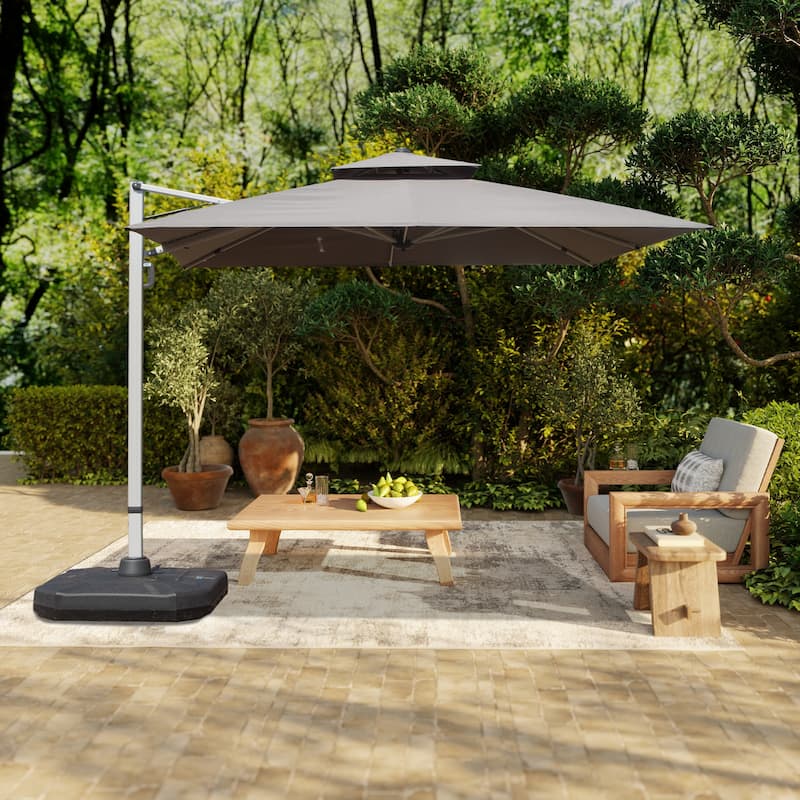 9 ft. Aluminum Cantilever Tilt Patio Umbrella with Center Pole (Base Not Included)