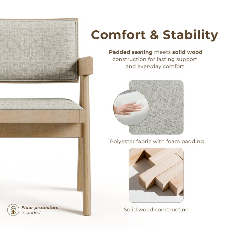 Furniture of America Rockinwel Modern Natural Oak Wood Upholstered Dining Chairs (Set of 2)
