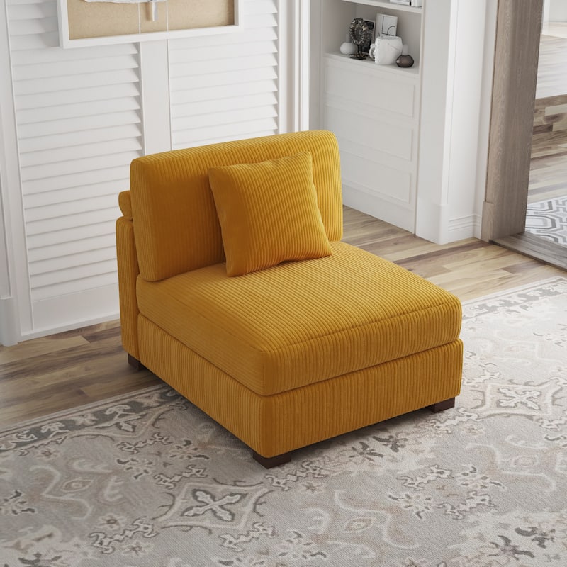 Corduroy Couch Modular Sectional Sofa with Pillows