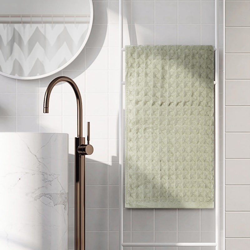 100% Cotton Home Soft Highly Absorbent Hand Towels 14 x 32 Inches, Waffle Weave Towel Sets - Light Grey