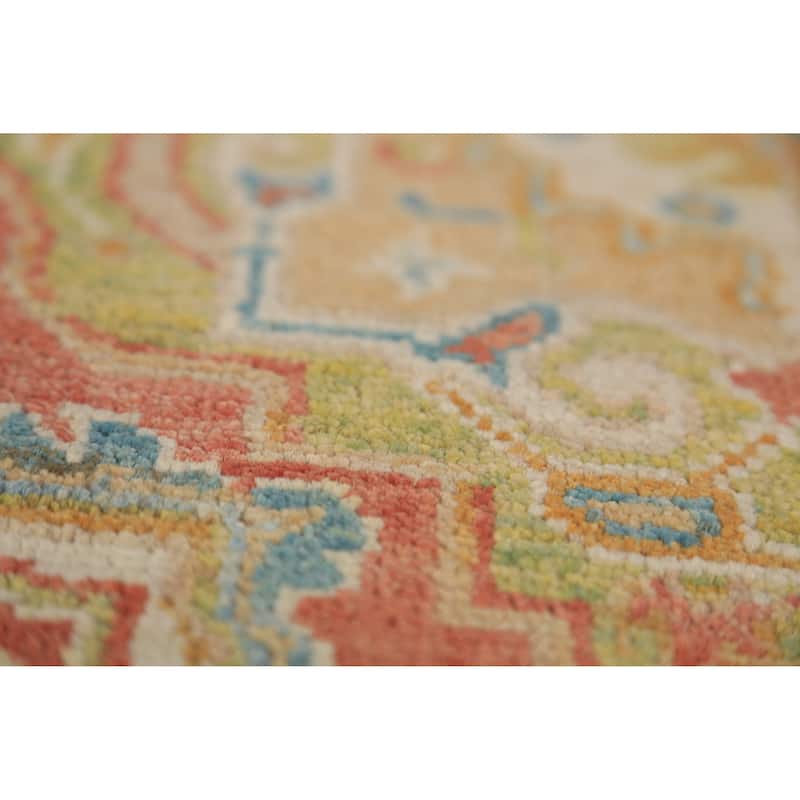 Vegetable Dye Heriz Serapi Rug Hand-Knotted Orange Wool Carpet - 2'10"x 4'0"