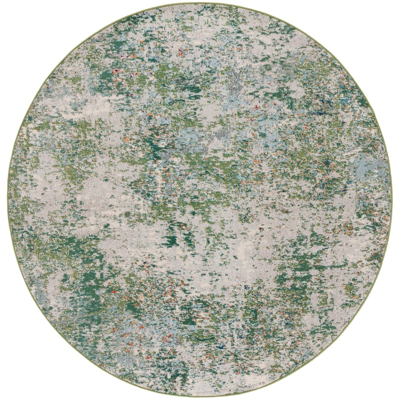 SAFAVIEH Madison Katrein Modern Abstract Rug - 6'7" Round - Green/Blue