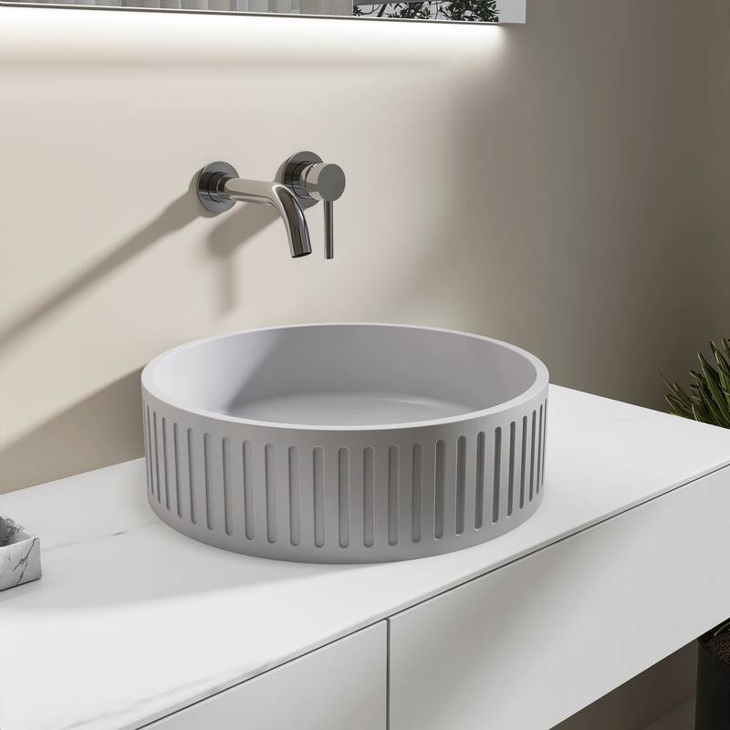 Topcraft 15'' Concrete Round Bathroom Vessel Sink