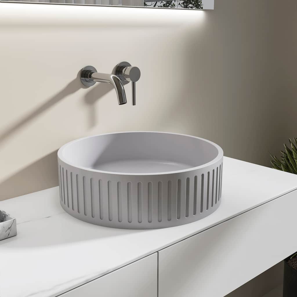 Topcraft 15'' Concrete Round Bathroom Vessel Sink