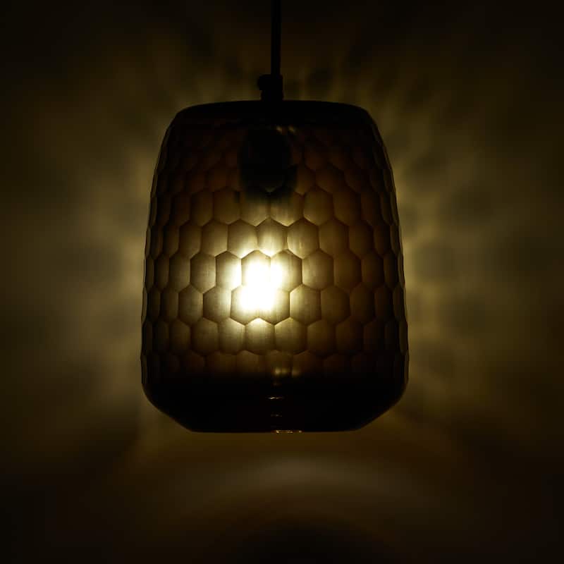 Beverly River of Goods Black Metal and Hand-Blown Glass Globe 7-Inch Pendant Light with Adjustable Hanging Cord - 7" x 7" x 64"