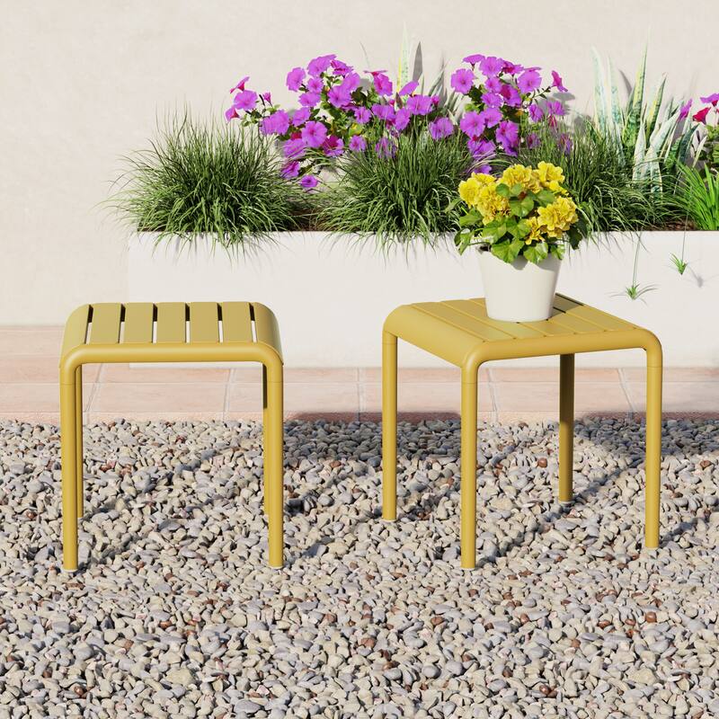 Frond and Form Square Outdoor Side Table (Set of 2)