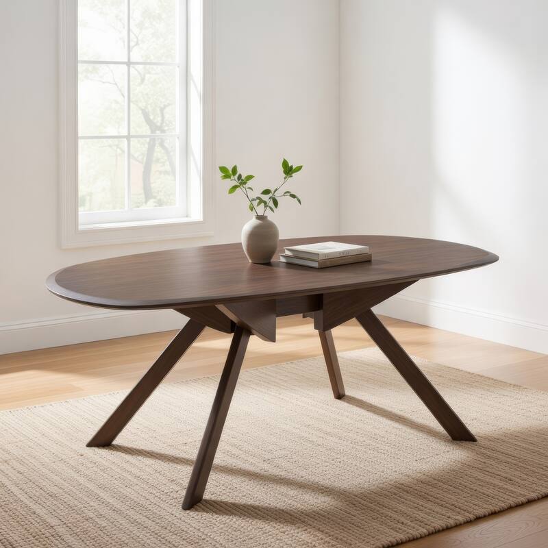 Ziva Dining Table, 3D Edges, Brown Full Solid Wood 83 Inch Rectangular