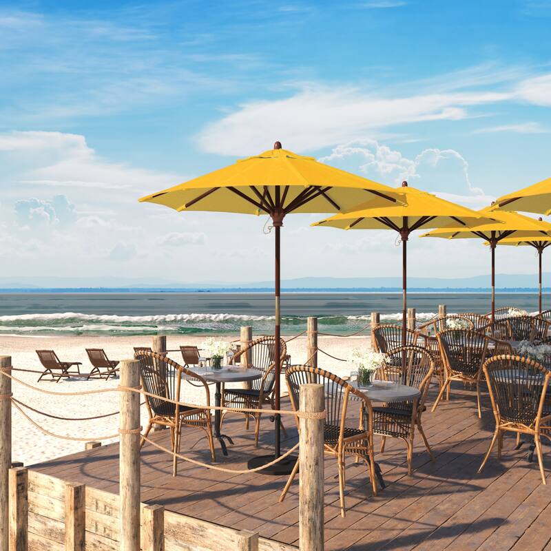 Port Lavaca 7.5ft Round Sunbrella Wooden Patio Umbrella by Havenside Home, Base Not Included - Sunflower Yellow