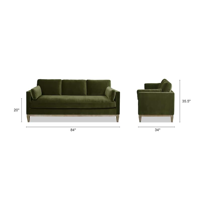 Knox 84" Modern Farmhouse Velvet Track Arm Sofa