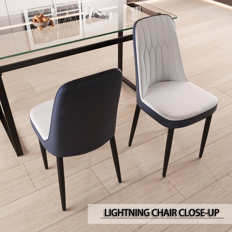 5-Piece Dining Cream MDF Table and 4 Ergonomic PU Chairs Set with for Dinners and Gatherings