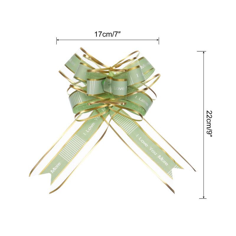 20pcs 9" Large Pull Bow Love You Gift Wrapping Bows Ribbon Organza - Green