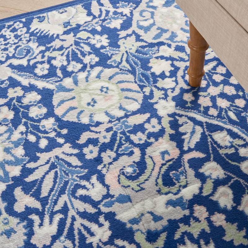 Nourison Whimsicle Modern Persian Floral Navy Ivory Area Rug