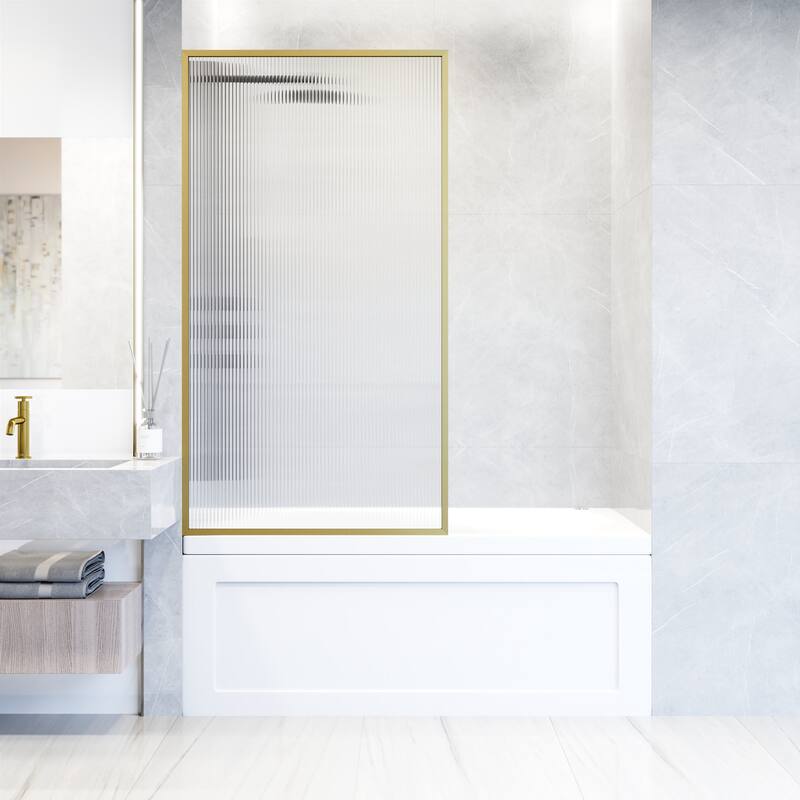 Vigo VG6077FL3462 Meridian 62" High x 34" Wide Shower Screen Framed - Matte Brushed Gold
