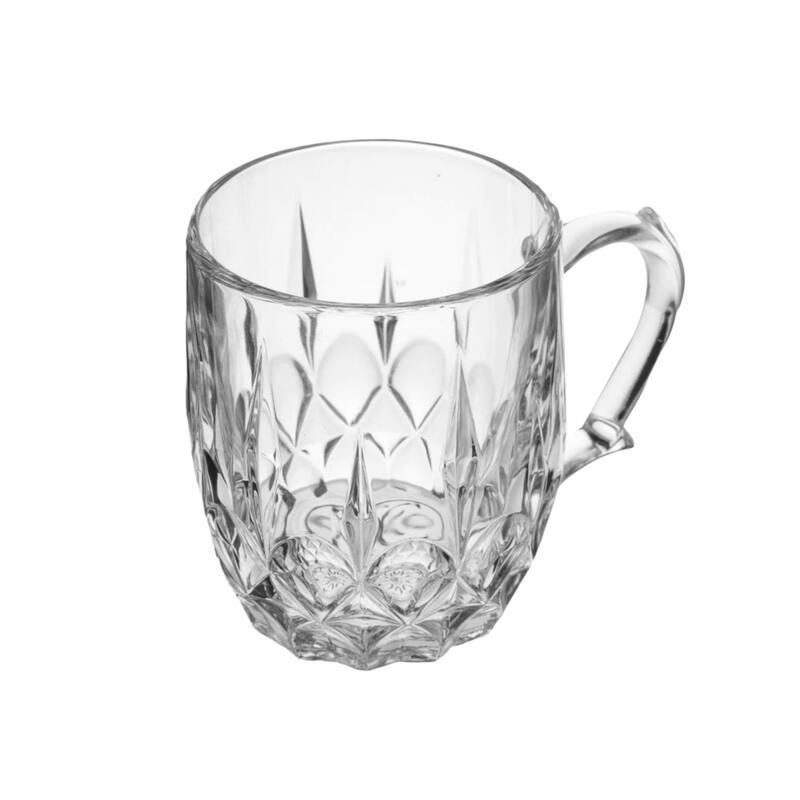 13 oz. Crystal Clear Flower Patterned Glass Mugs for Hot and Cold Beverages