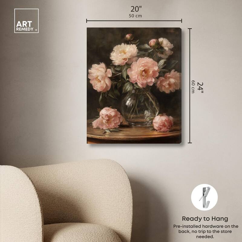 Vintage Velvet Vase Canvas by Art Remedy, Gallery Wrapped