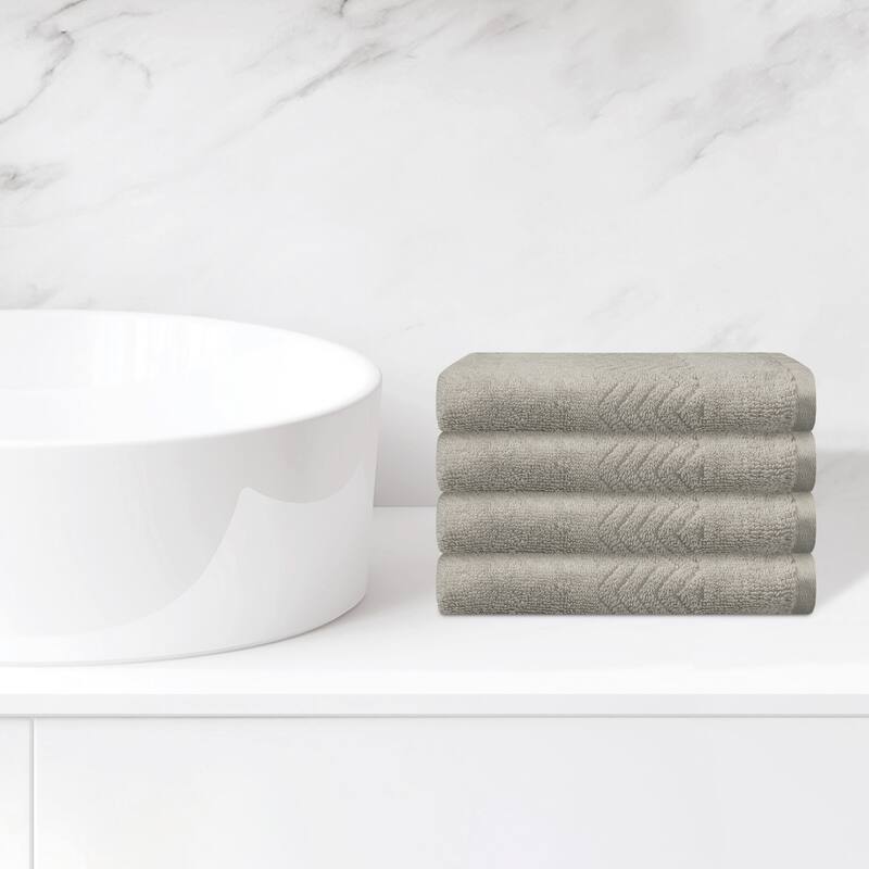 Cotton Washcloths Set, Highly Absorbent Face Towels, Multi-Purpose Wash Cloths for Bathroom 13" x 13" - Light Brown - 4 Pack
