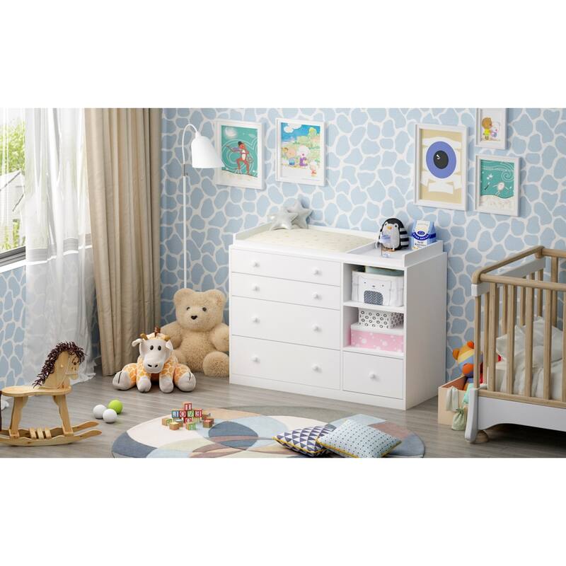 Kerrogee 5-Drawer Dresser with Baby Changing Table - White