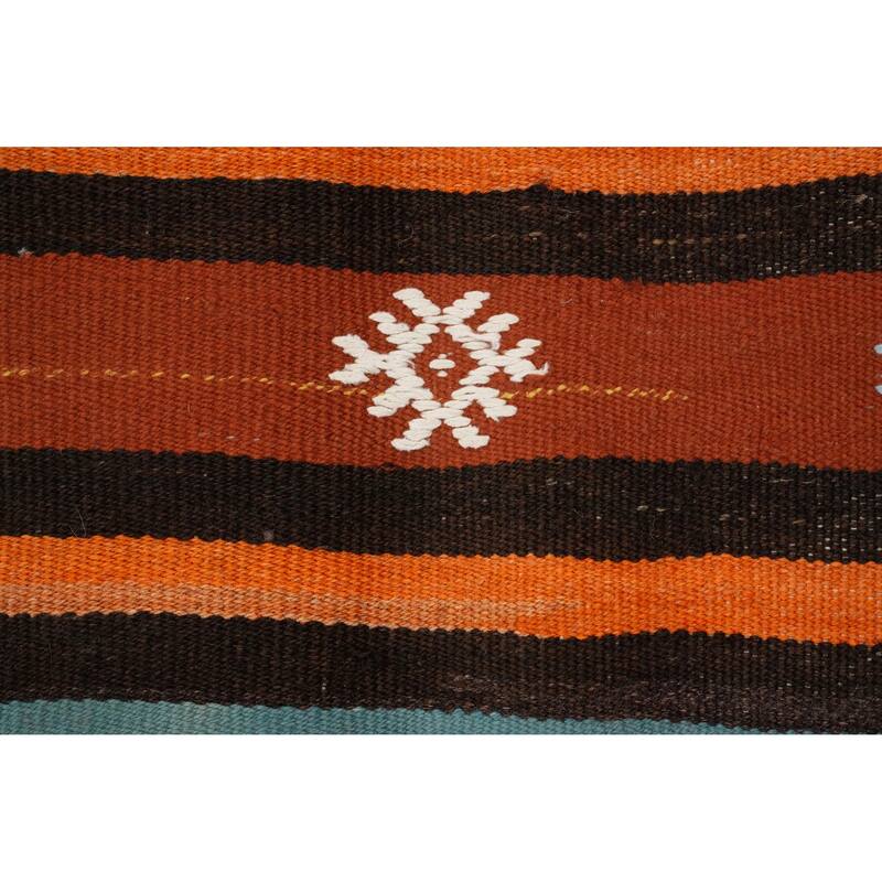 Hand Woven Oriental 100% Wool Carpet Southwestern Tribal Oranges & Rust Kilim Area Rug - 8' 2'' X 5' 10''