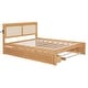 preview thumbnail 11 of 15, Wooden Queen Storage Platform Bedframe w/ Rattan Headboard & Sockets