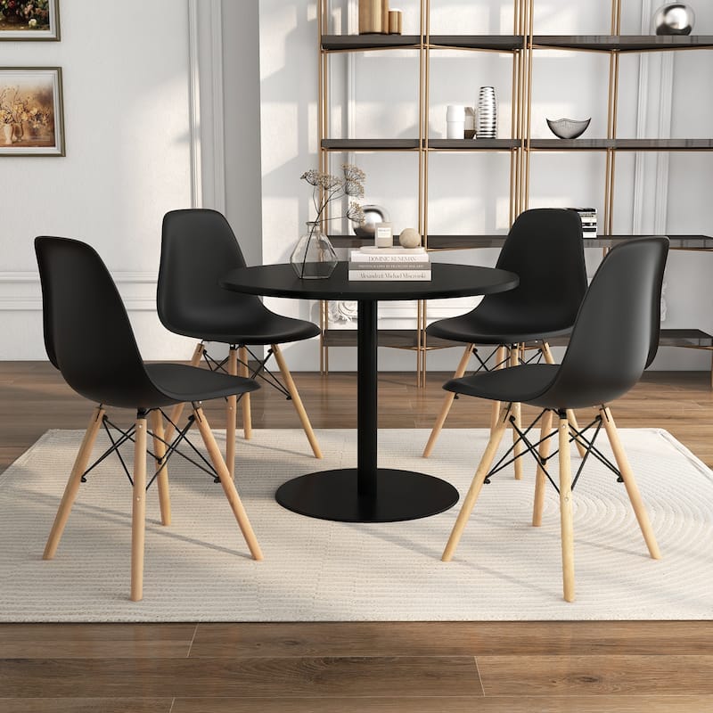 Set of 4 Modern Dining Chairs with Beech Wood Legs and Ergonomic Backrest for Kitchen or Dining Room