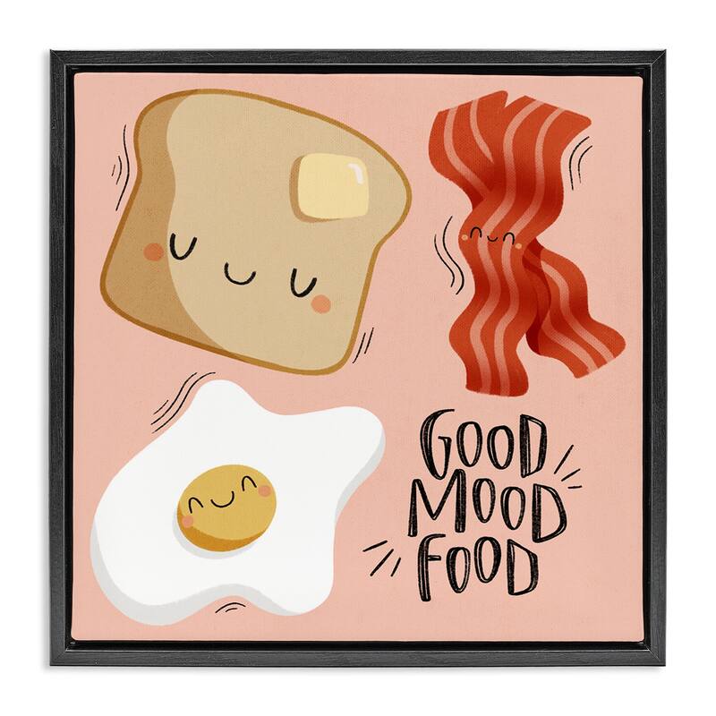 Stupell Good Mood Food Breakfast Framed Floater Canvas Wall Art Design By Sarah Hickman - 25 x 25 - Black