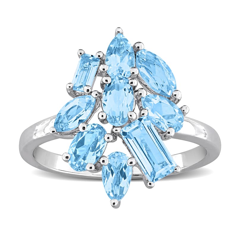Miadora Multi-Shape Gemstone Floral Ring Sterling Silver