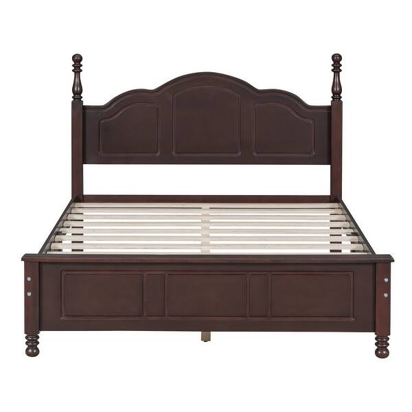 slide 2 of 8, Full Retro Style Wood Platform Bed with Wooden Slats for Support Walnut - Full